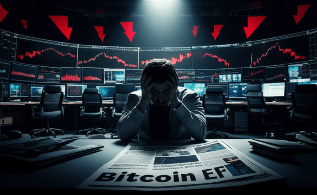 Chart showing Spot Bitcoin ETF outflows and Bitcoin price decline.