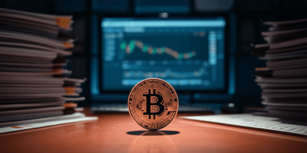 Close-up of Story token with a blurred background depicting a downward trending graph, symbolizing the debate around the token unlock delay.