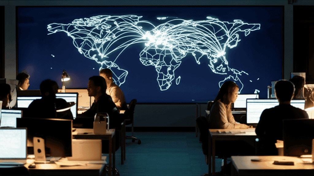 World map highlighting financial connections