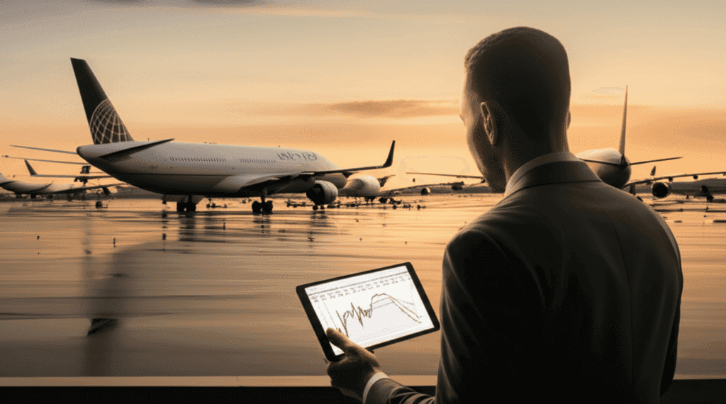 United Airlines planes and airline stock plunge