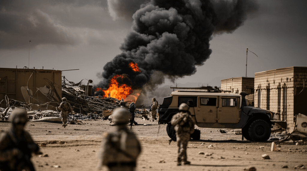 Smoke plumes rising after Iran targets US base, signaling regional war erupts