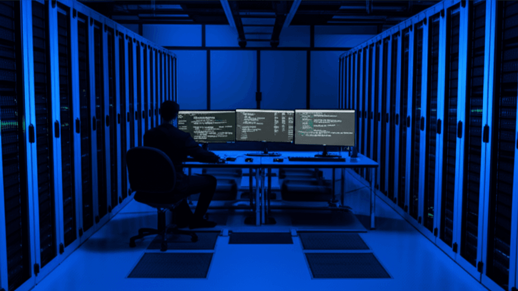 Cybersecurity expert examining non-human identities on a computer screen.