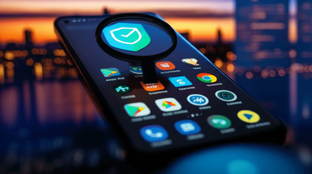 Android security shield representing Play Store security.