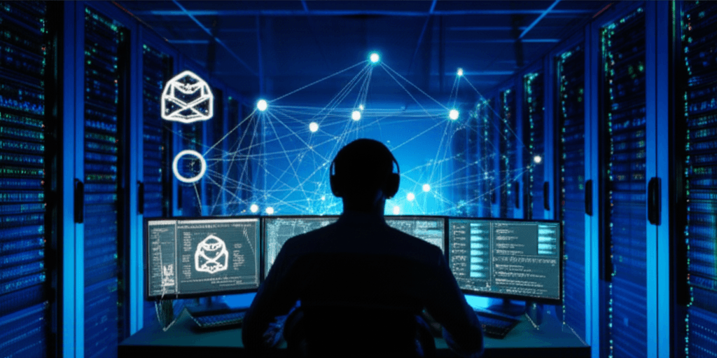 Encrypted code displayed on a Polygon blockchain interface, visualizing the blockchain botnet.