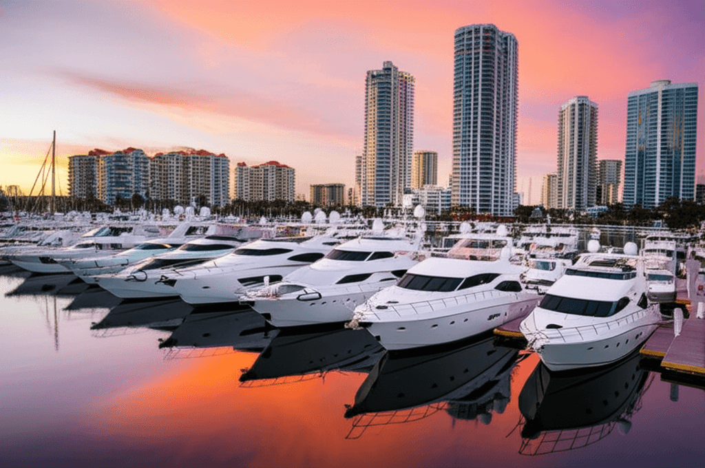 Luxury yachts docked at a marina, representing the marina business sale.