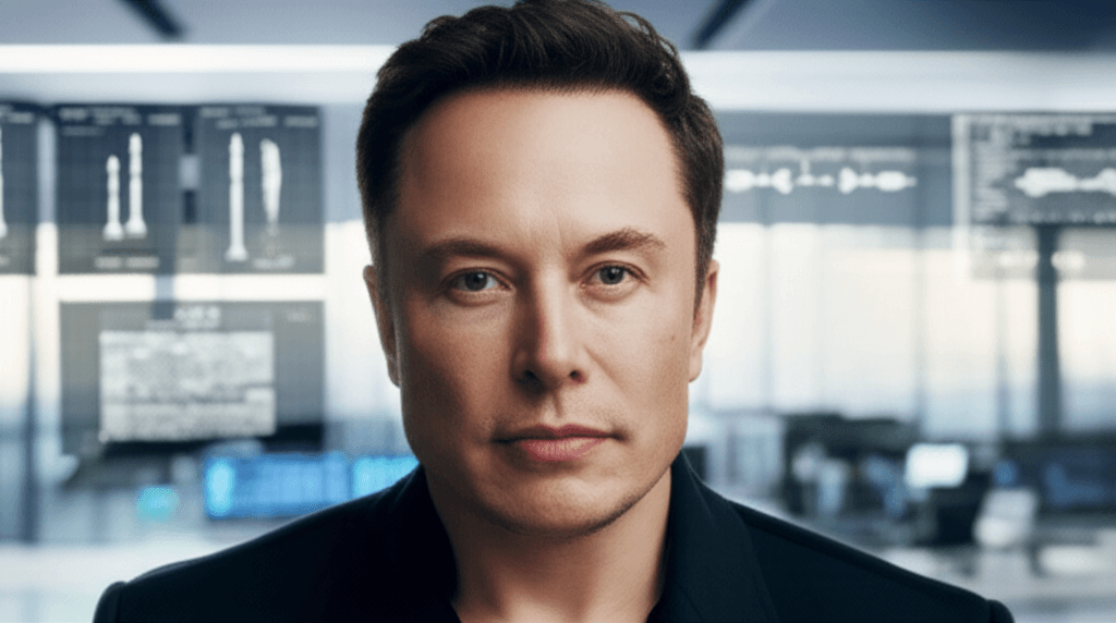 Elon Musk portrait symbolizing founder power and influence.