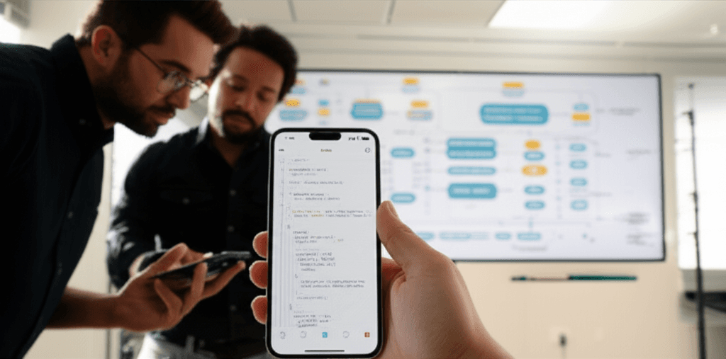 iPhone displaying encrypted RCS messages during testing phase.