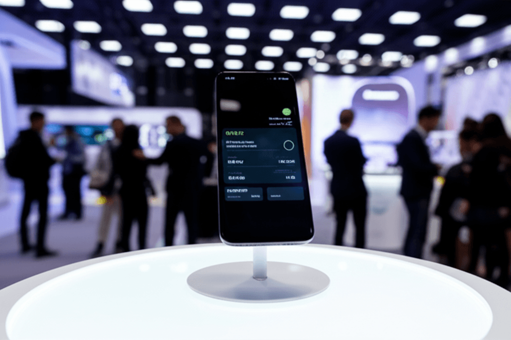 A variety of smartphones and gadgets displayed at MWC 2026, showcasing the latest in mobile technology.