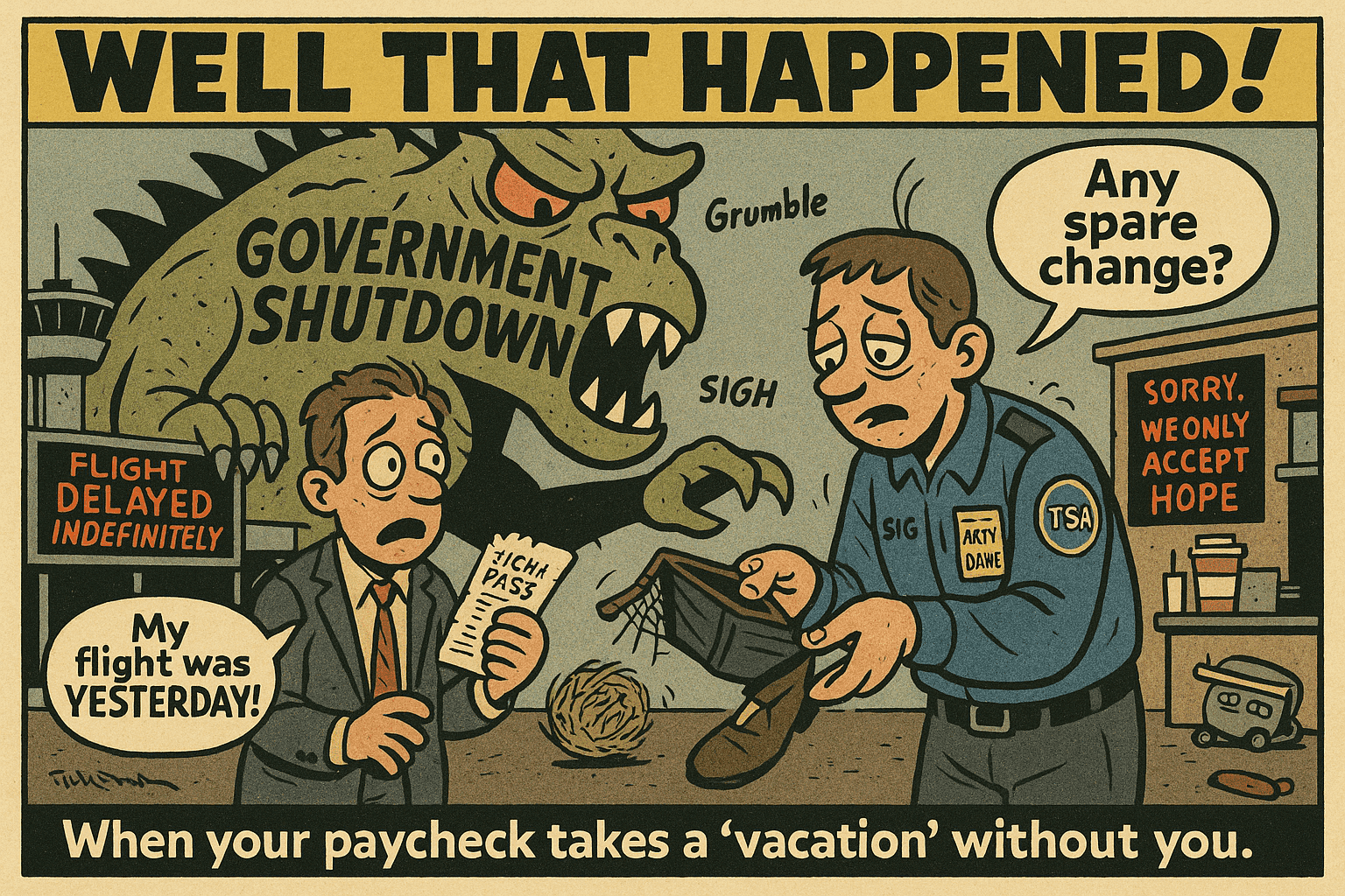 Government Shutdown: Level – UNPAID & UNSHOWERED