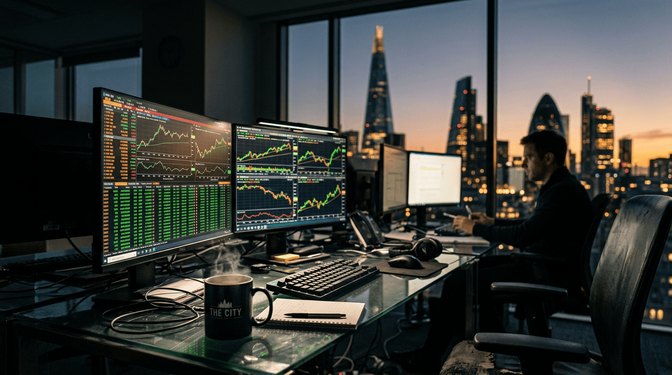 A digital financial display showing rising charts and spot Bitcoin inflows data