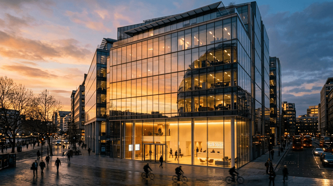 A modern corporate office representing Anthropic AI growth in the technology sector.