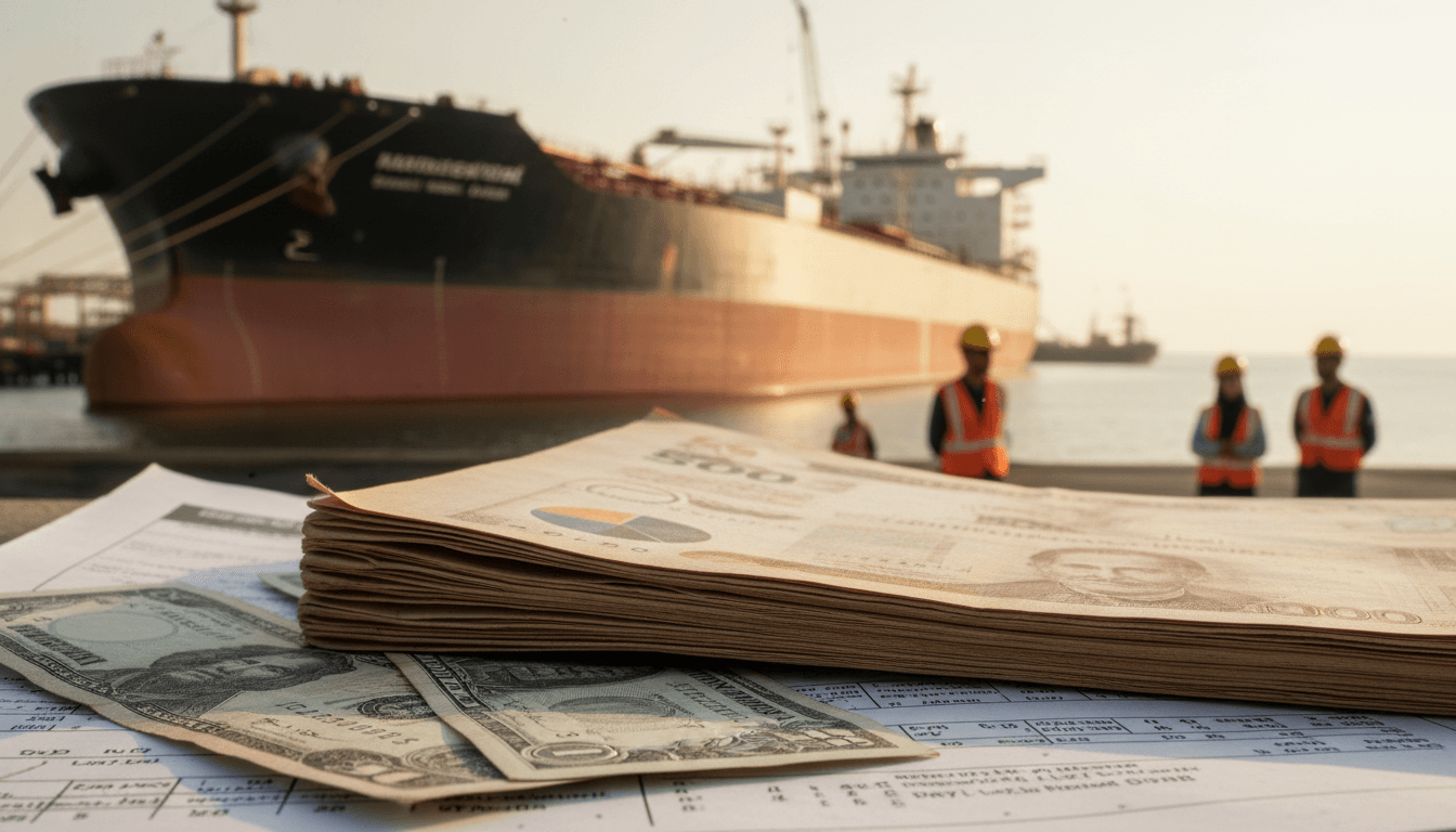 Oil tankers loading crude at Kharg Island terminal as oil prices rise due to Trump's actions.