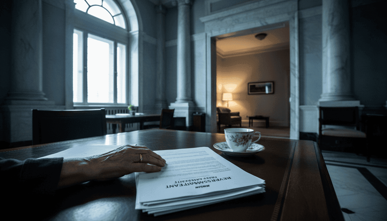 An elderly brother contemplating his finances, with a reverse mortgage document subtly visible, highlighting the elderly brother reverse mortgage situation.