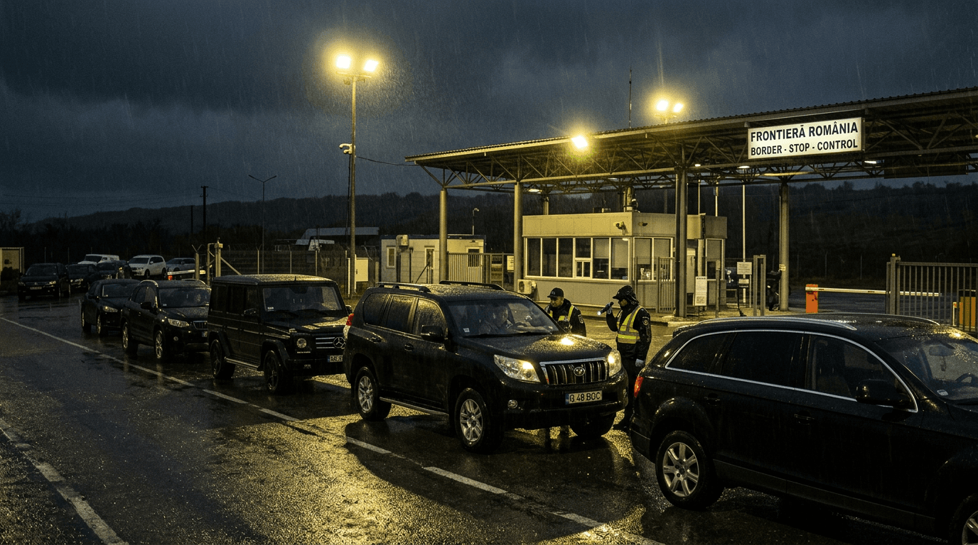 Hungarian border agents inspecting seized Ukrainian assets consisting of gold and cash.