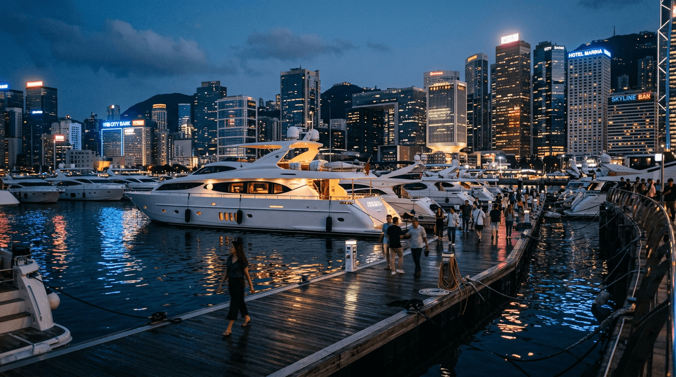 A luxury yacht docked at a Miami marina, symbolizing the assets seized in the Miami developer fraud investigation.