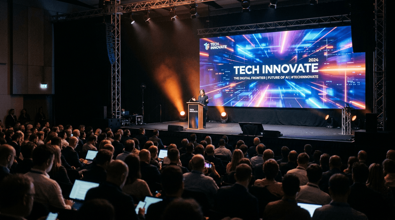 A professional tech executive discussing the Nvidia OpenAI investment during a keynote.