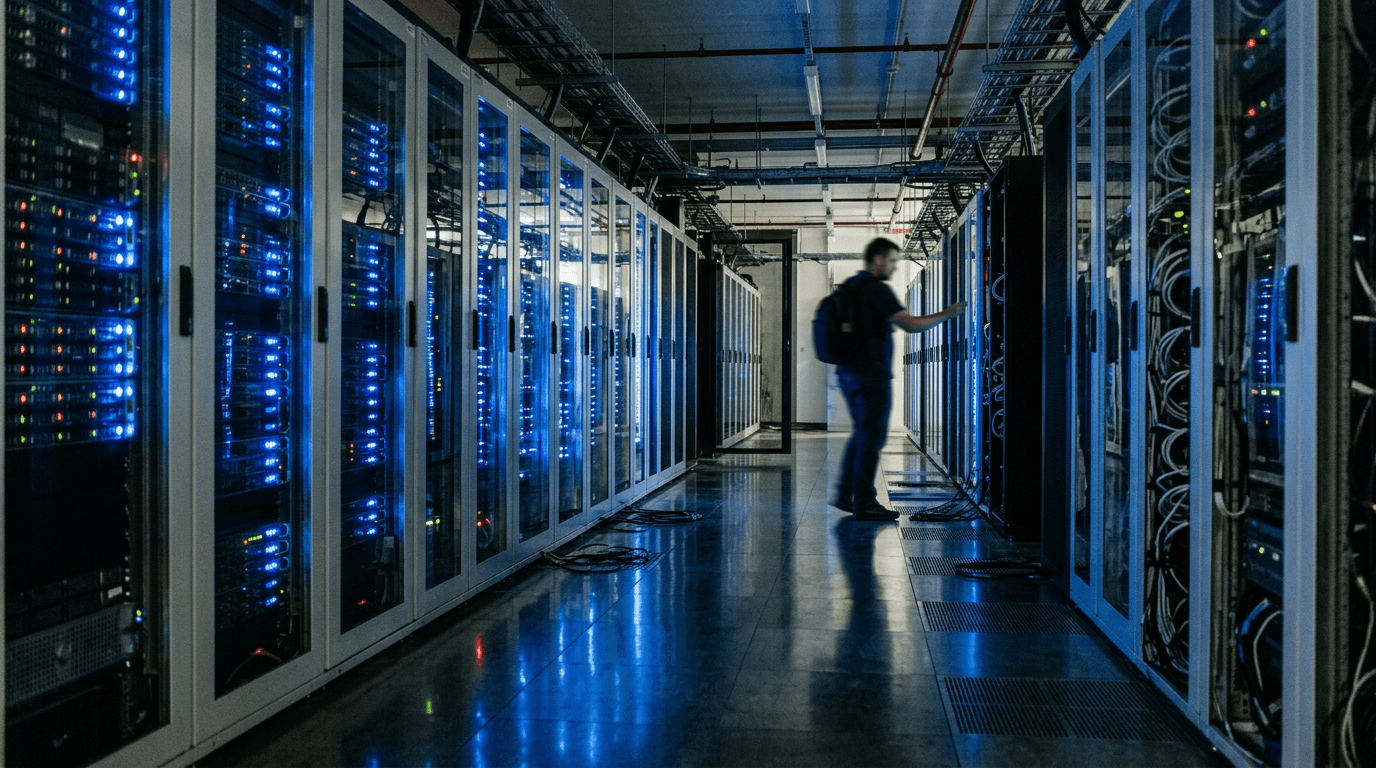 A high-tech data center representing the security impact of the Google Wiz Acquisition