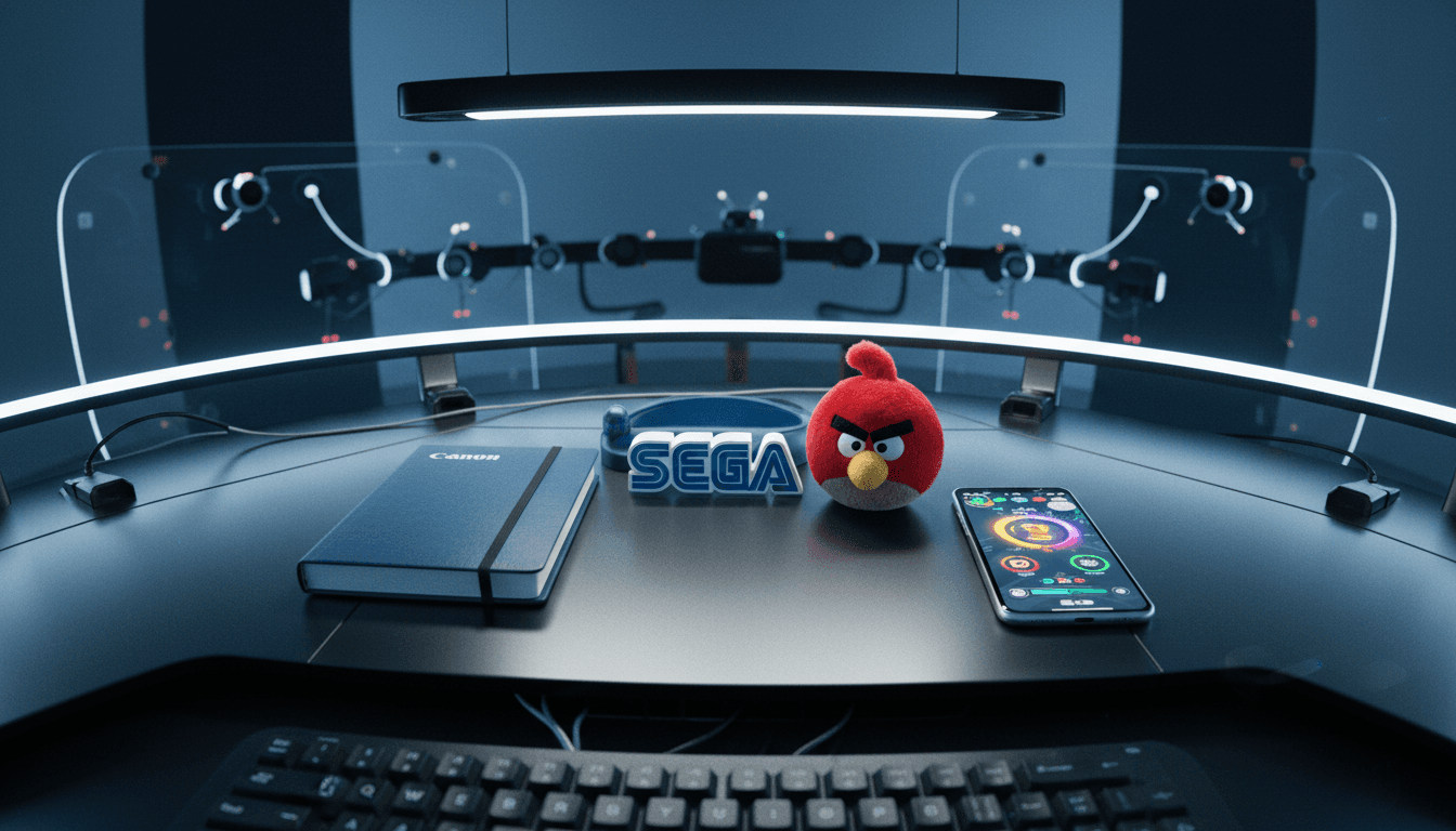 A stylized depiction of the Sega and Rovio company logos, perhaps with a subtle, abstract representation of financial documents or a balance sheet in the background, symbolizing the Sega Rovio write-down.