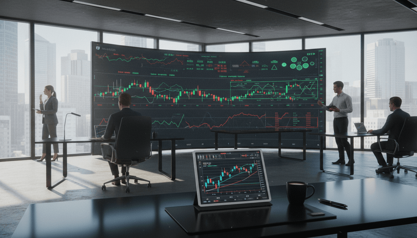 A detailed financial report document with charts and graphs, specifically highlighting a section about PLAYSTUDIOS Q4 2025 earnings, placed on a modern office desk.