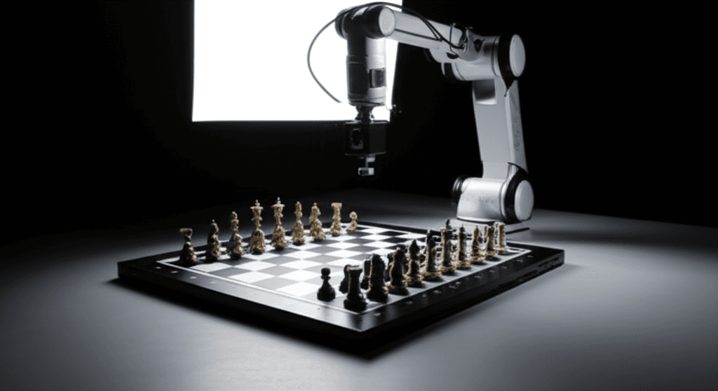 Downward-facing camera on the AI chess robot's arm