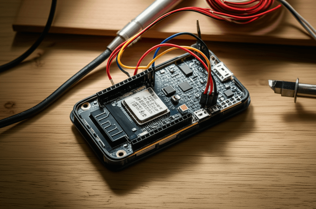 DIY smartphone prototype running on ESP32-S3.