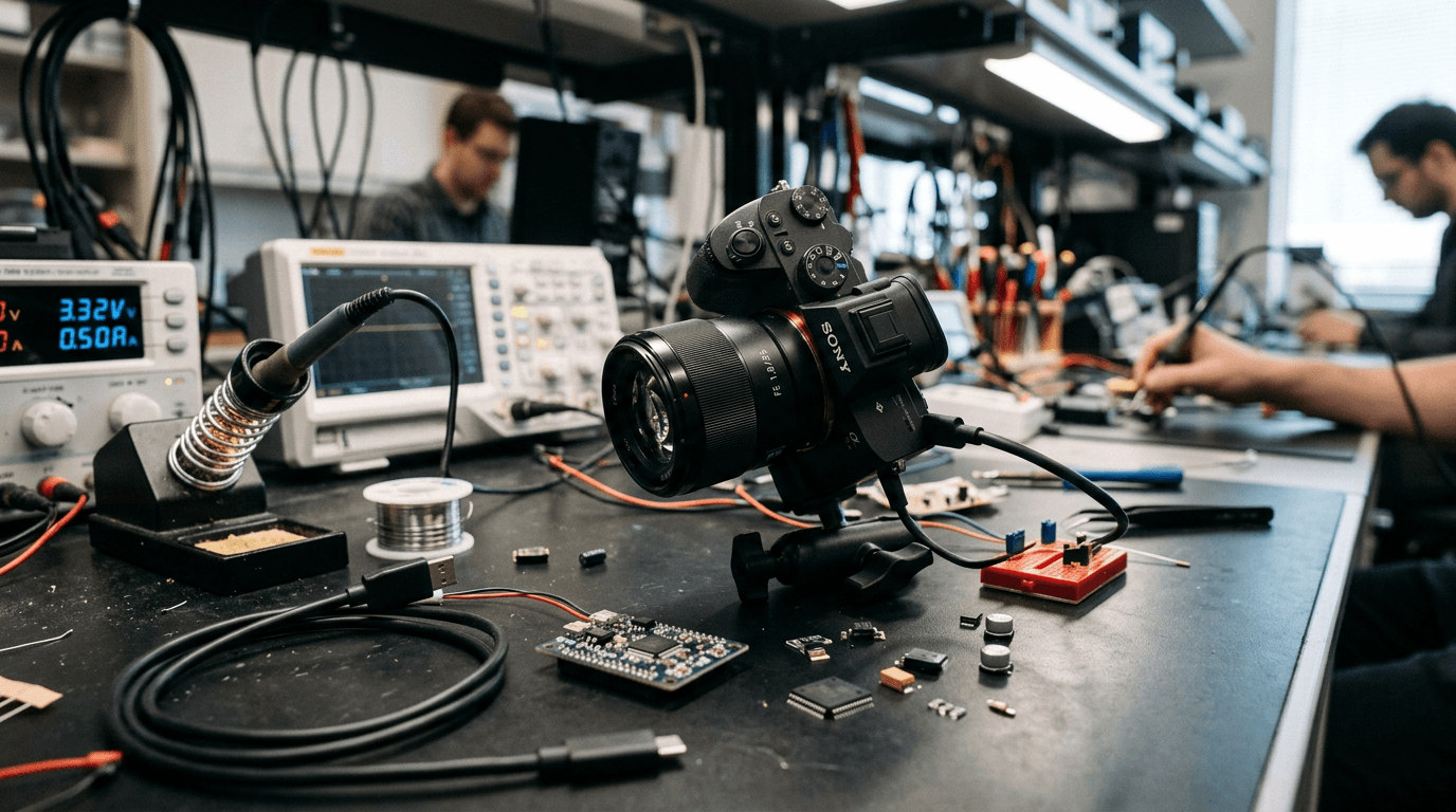 A technician assembling a Modular Pi Camera setup