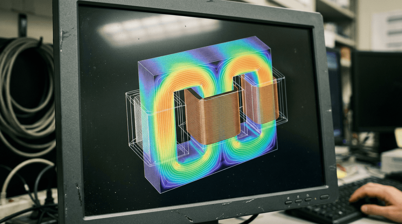 A detailed simulation of Transformer Harmonic Analysis on a digital interface.