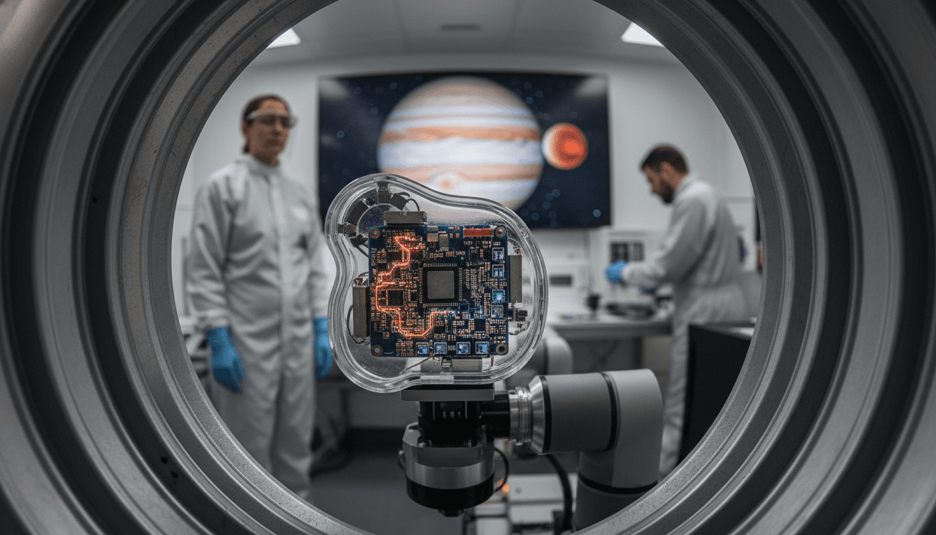 A close-up, street-level candid shot of a specialized self-healing CMOS imager component, with faint digital repair pathways visible.
