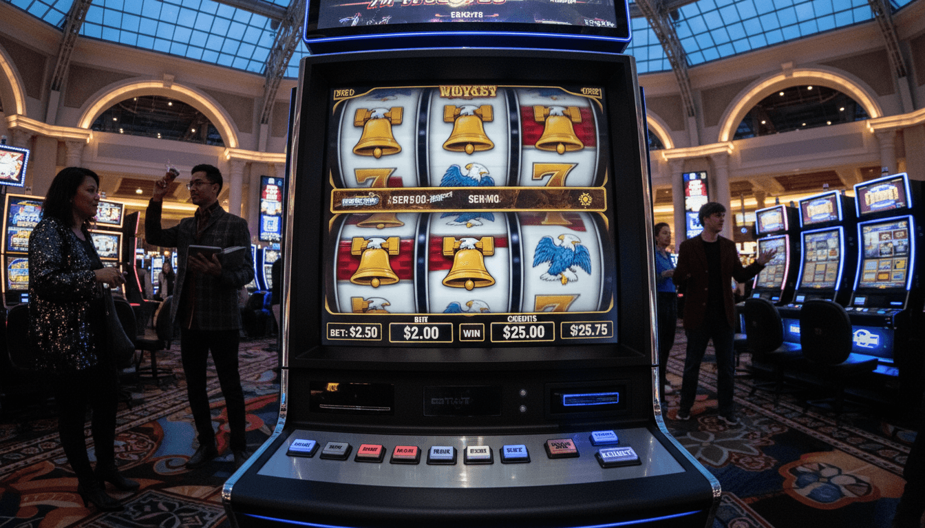 Close-up of a slot machine screen displaying betting options at a Pennsylvania casino, highlighting the digital interface and vibrant graphics that contribute to Pennsylvania gambling revenue.