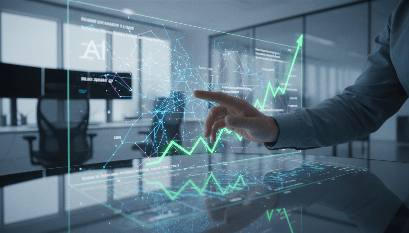 A digital representation of soaring financial charts and graphs, overlaid with abstract AI circuit patterns, symbolizing AI fortune doubling.