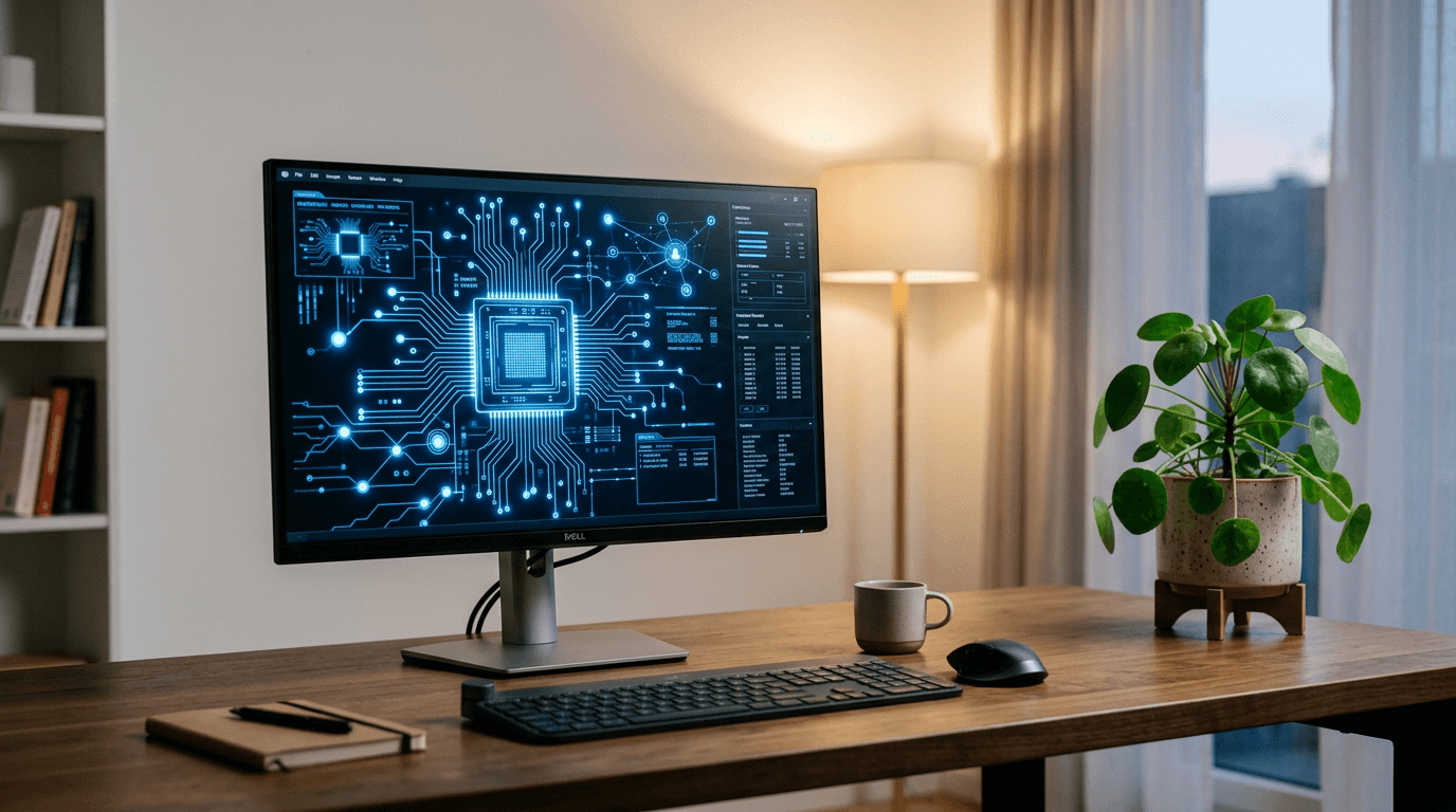 A professional developer monitoring autonomous AI agents on a modern workspace screen