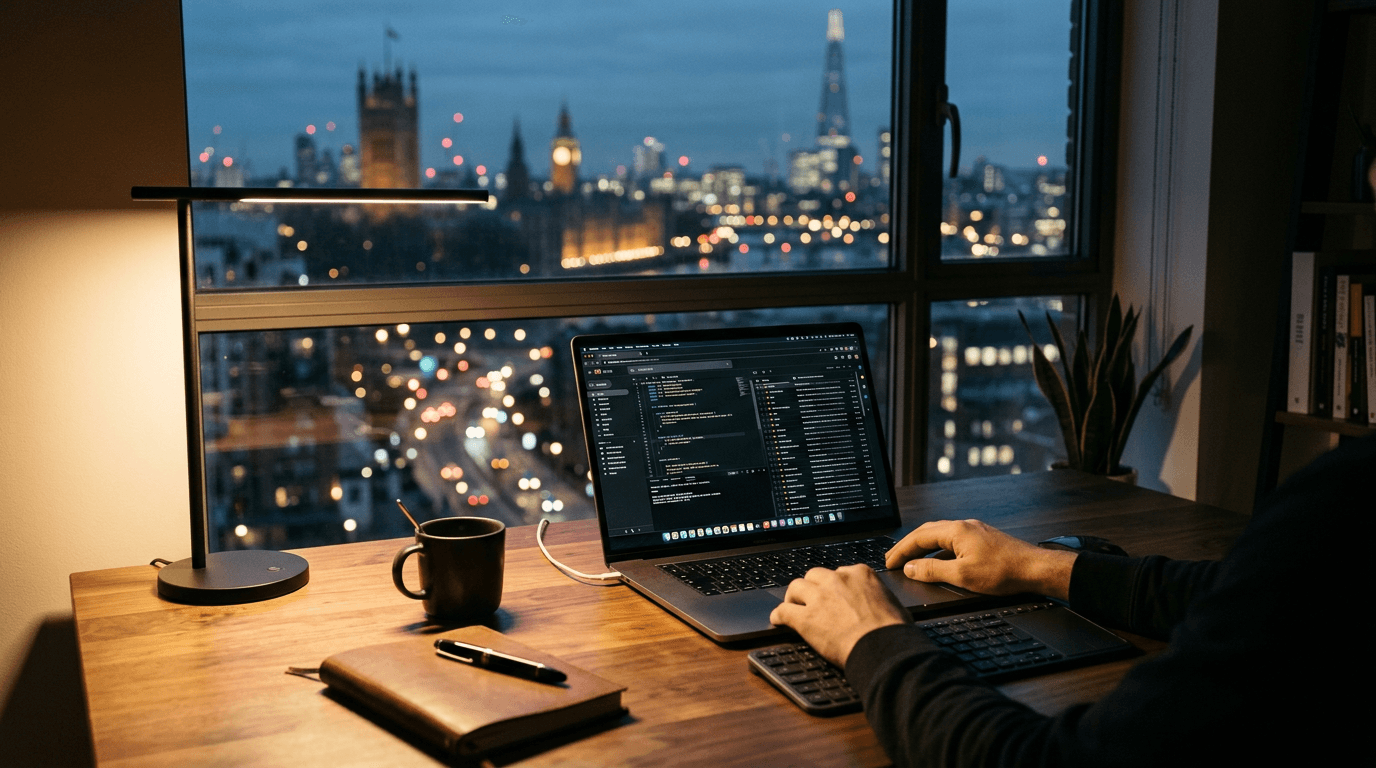 A professional using a laptop affected by malicious Chrome extensions