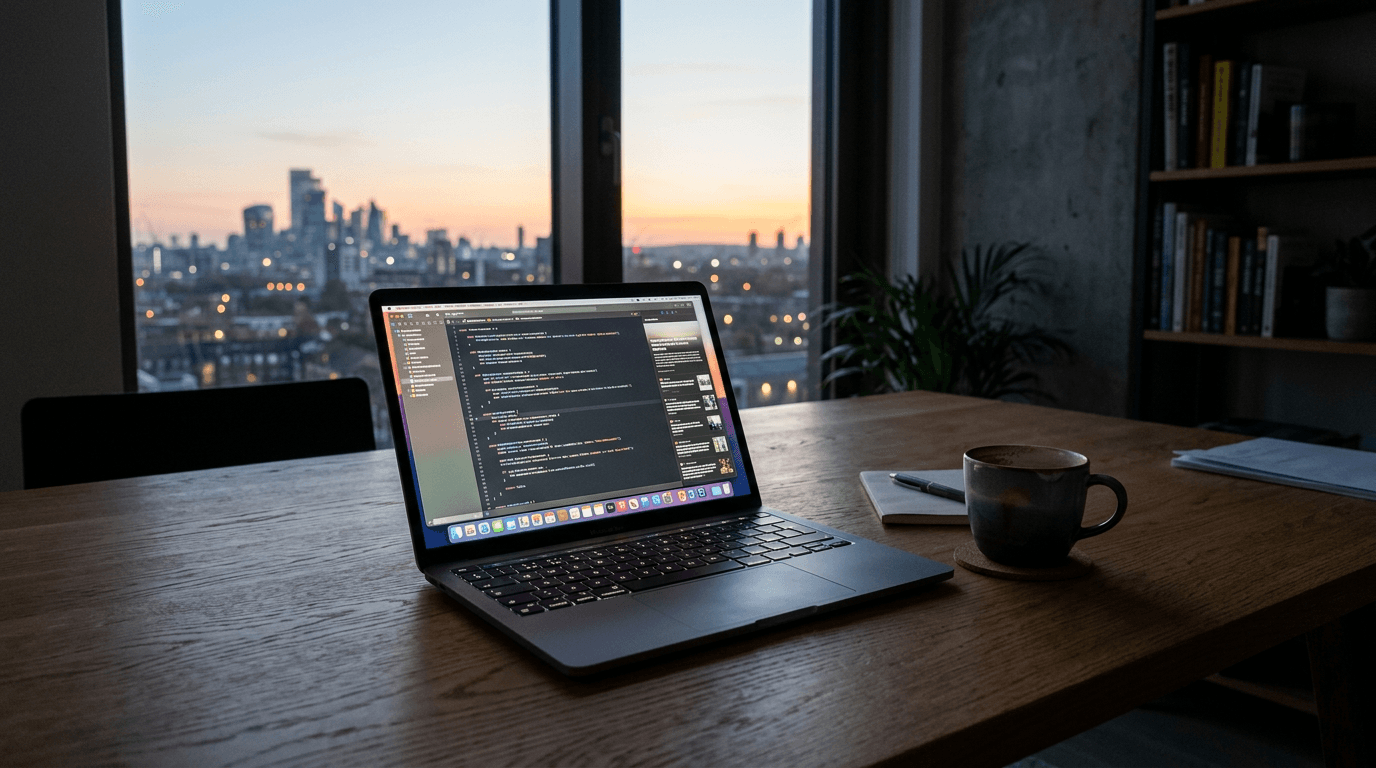A sleek, silver MacBook Neo resting on a minimalist desk, illuminated by soft, natural light, highlighting its design on MacBook Neo review day.