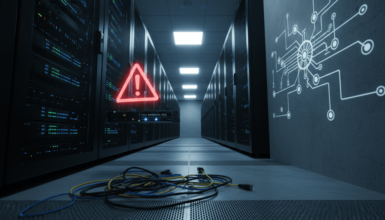A digital representation of a network firewall with data flowing through it, highlighted with a red warning symbol, indicating a critical Citrix NetScaler vulnerability.