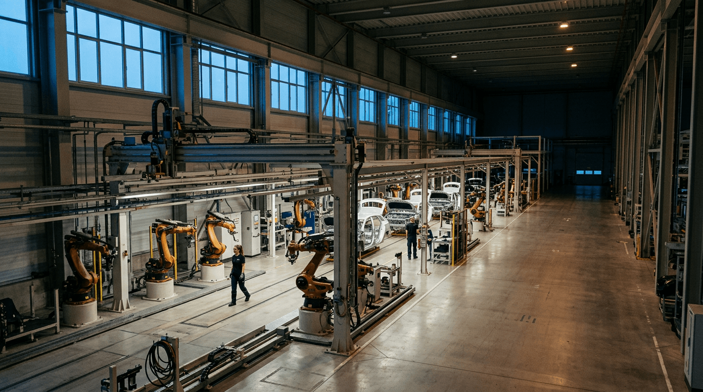An empty production line at a German factory following Volkswagen job cuts.