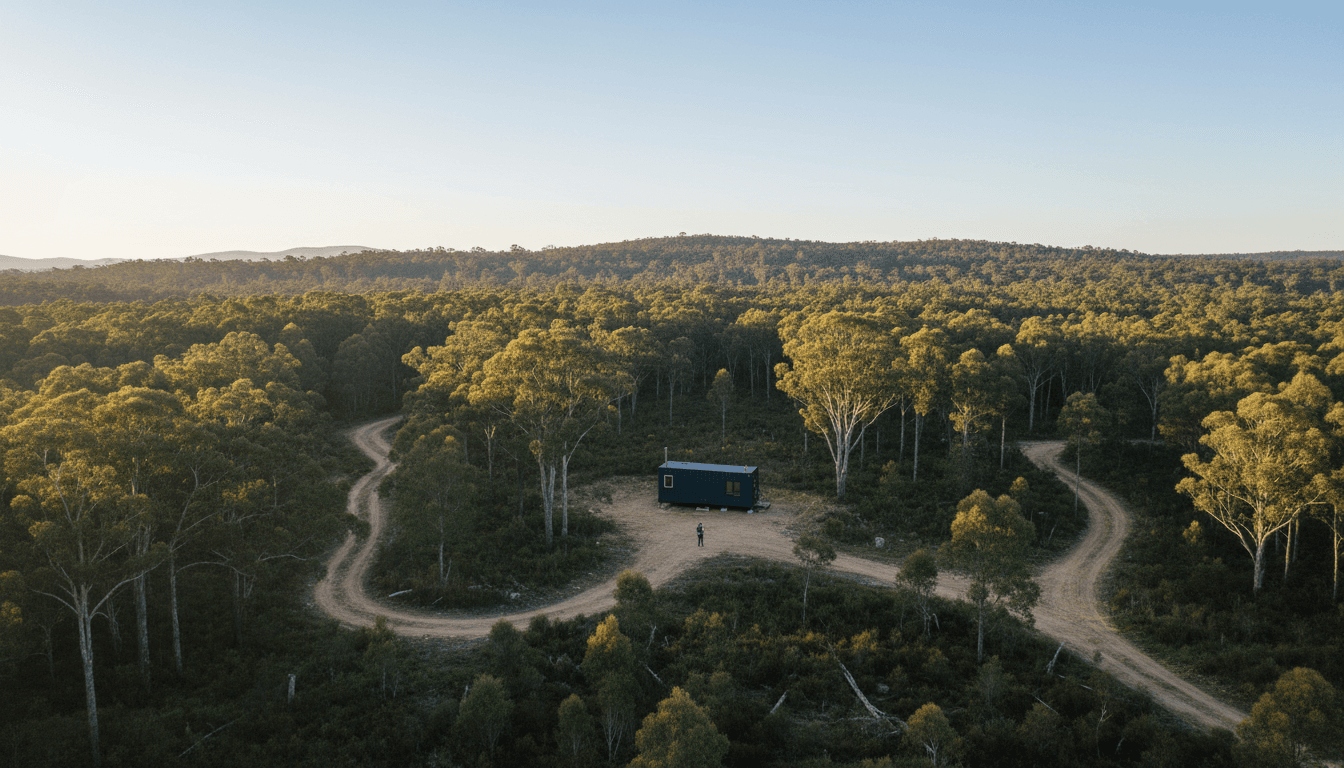 Aerial view of a remote, densely forested area in Victoria where Australian police kill suspect Dezi Freeman.