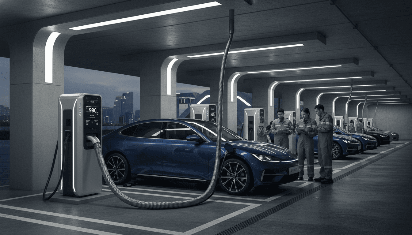 A sleek, modern electric sedan, the Lynk & Co 10, connected to a Zeekr V4 megawatt flash charging station, showcasing ultra-fast charging below five minutes technology.