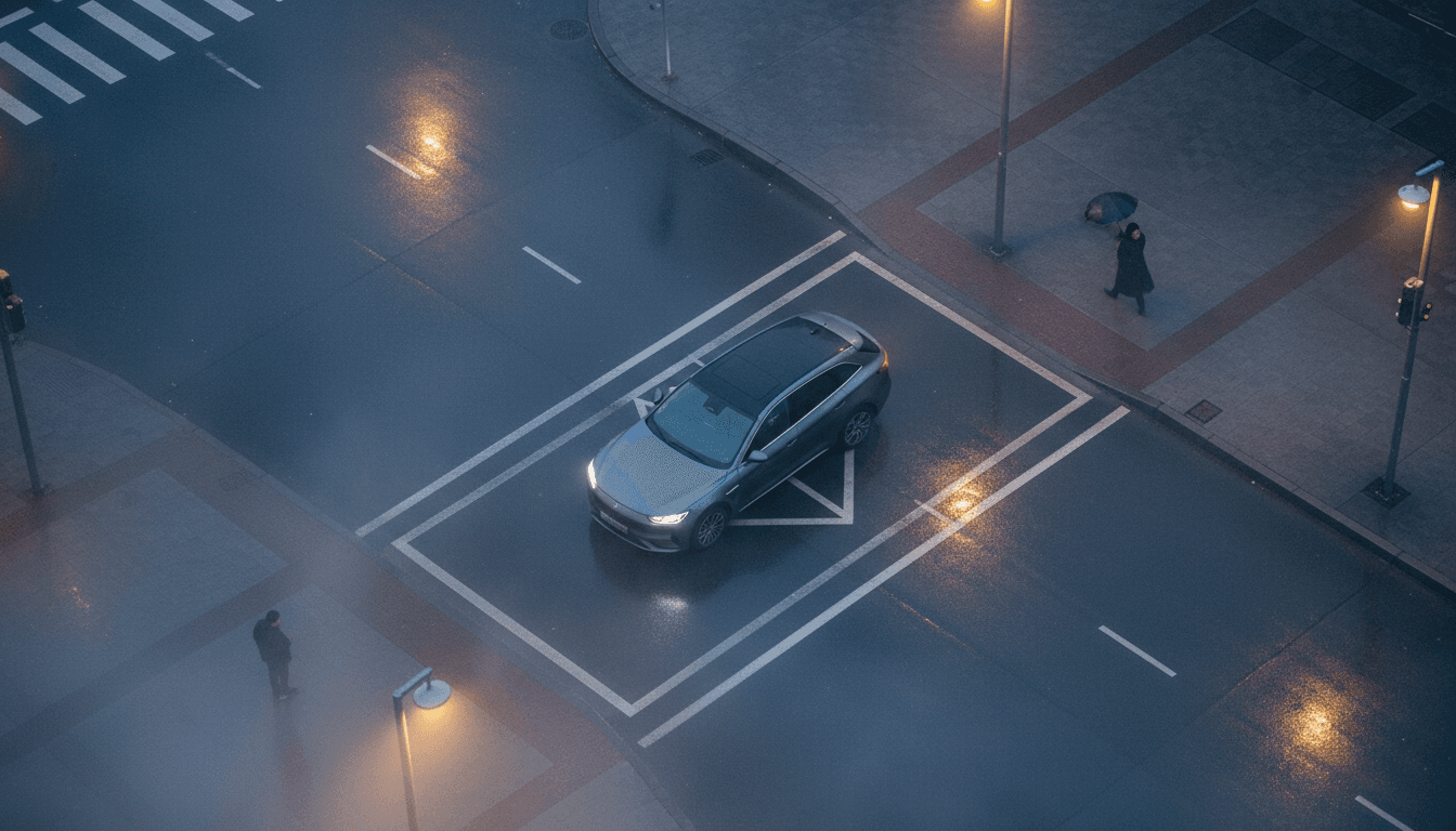 A sleek, modern Sealion 05 EV parked on a dimly lit street at dusk, its headlights casting a subtle glow, highlighting the vehicle's design.