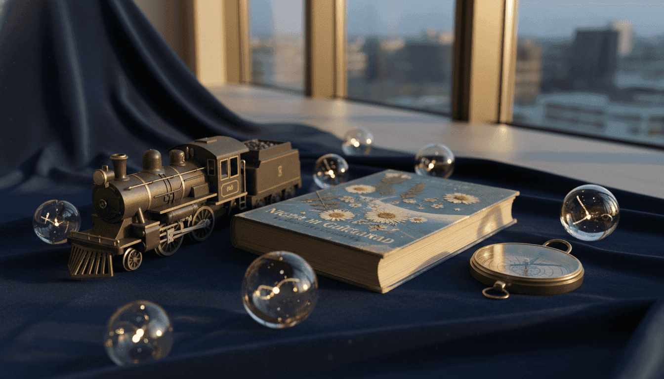 A still from 'Night on the Galactic Train' depicting the iconic cosmic train against a starry, dreamlike sky, emphasizing the surreal journey.