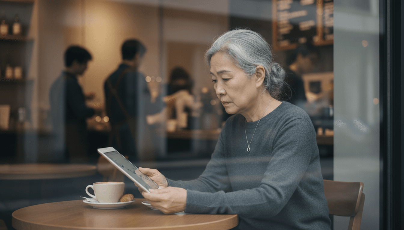A worried senior investor looking at a tablet displaying a downward stock market graph, symbolizing how retirement savings face threat from market volatility.