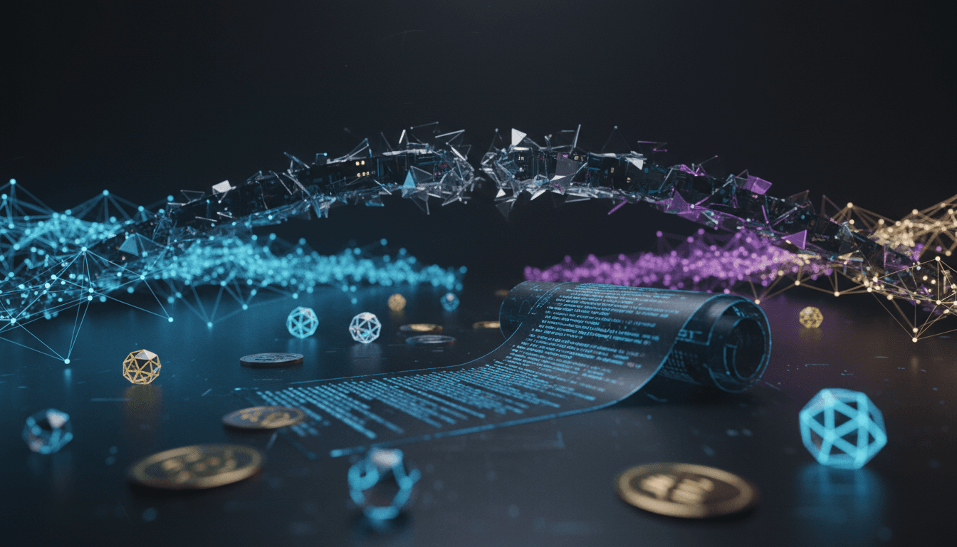 A digital representation of a broken bridge with glowing fragments, symbolizing the Hyperbridge exploit and cross-chain vulnerability.