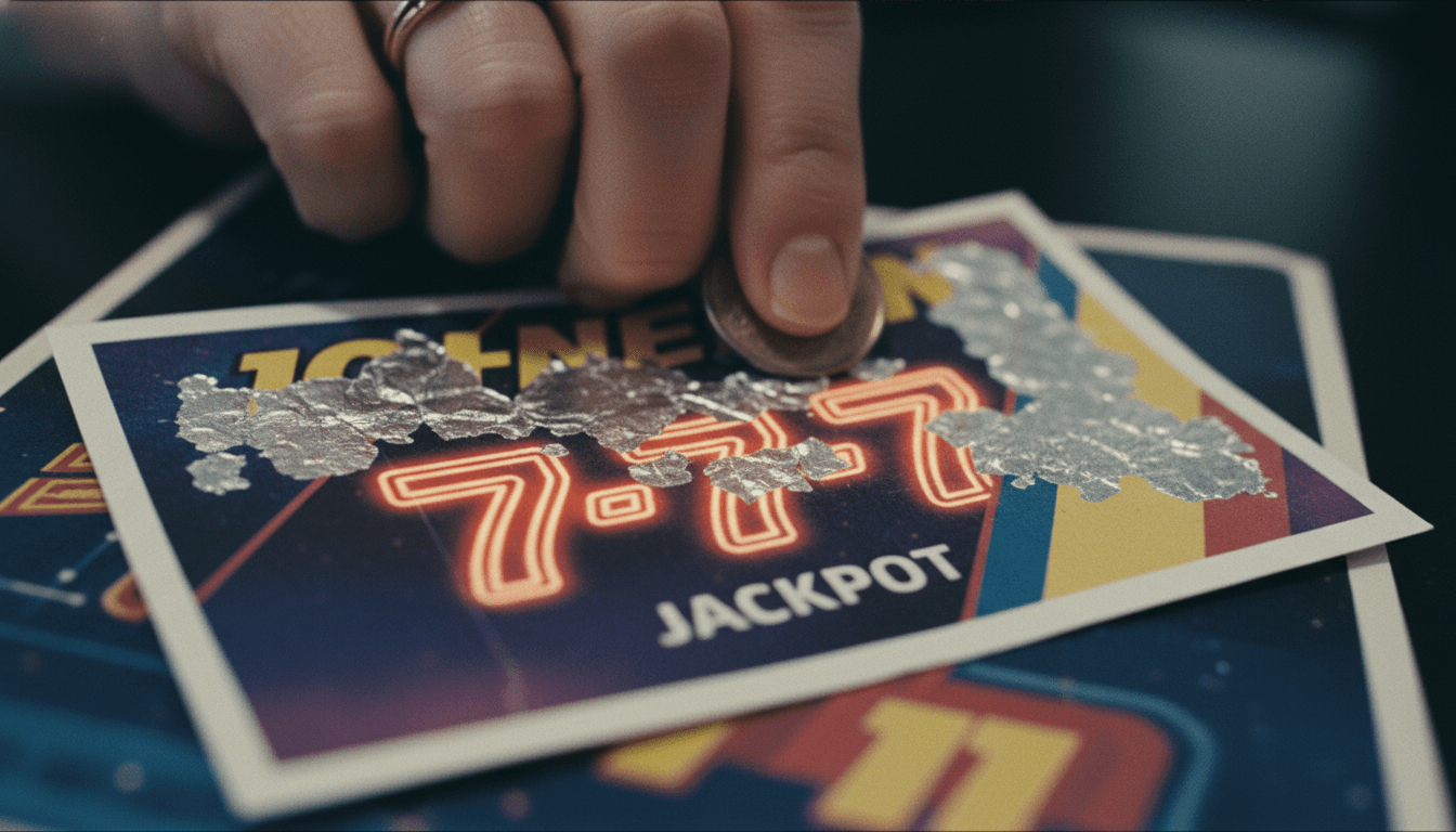 Close-up of a winning Florida Man scratch-off win ticket showing a $1,000,000 prize revealed beneath the scratched surface.
