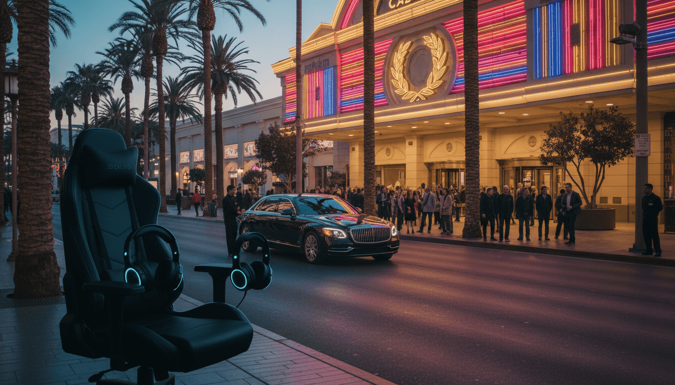 A bustling casino floor at a Caesars Entertainment property, with slot machines and table games visible, hinting at the scale of the potential takeover by Tilman Fertitta.
