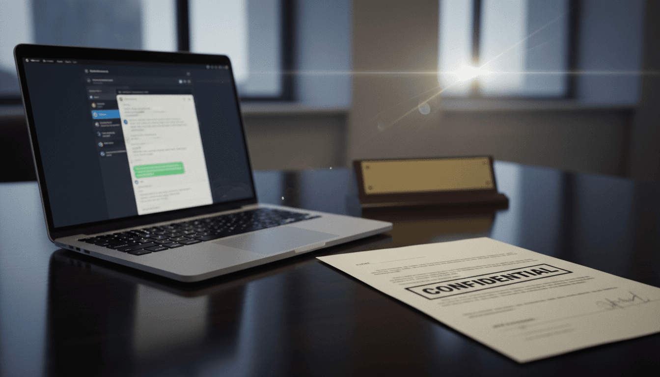 A stylized composition featuring a laptop displaying a ChatGPT interface, a contract document with a prominent '$250M' figure, and a classic executive desk nameplate with an obscured name, representing the gaming CEO ChatGPT bonus blunder.
