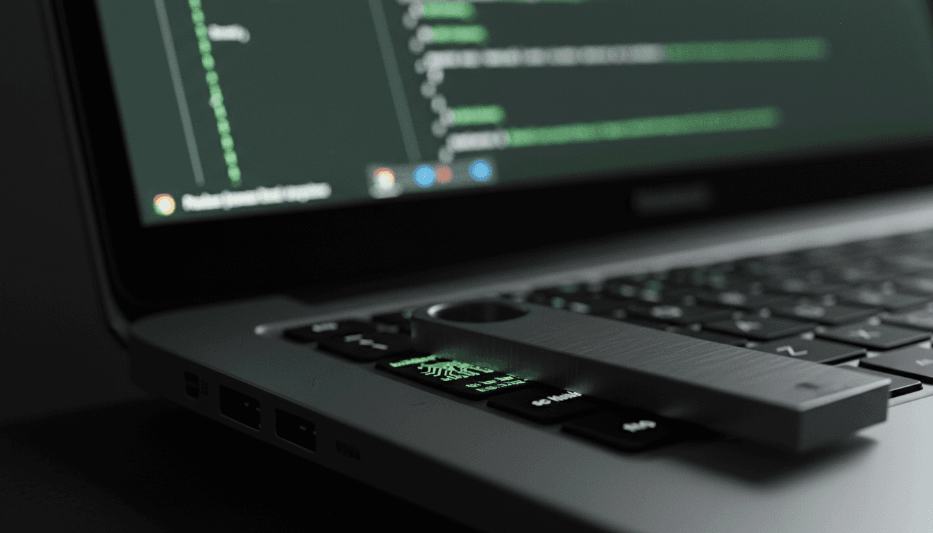 Close-up of a digital padlock icon superimposed on a glowing green circuit board, symbolizing the secure, encrypted local storage offered by the HIPPO password manager.