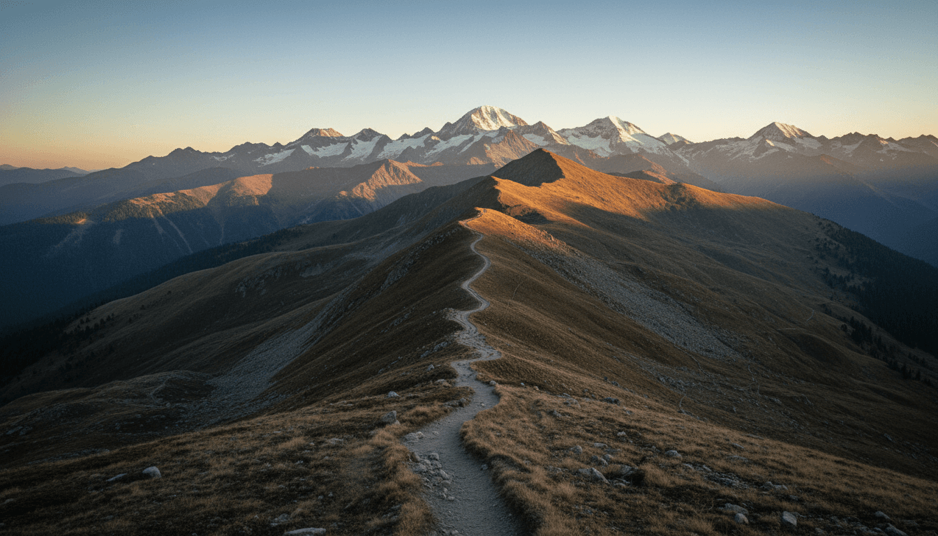 A lone figure stands on a mountain peak at dawn, symbolizing the journey of unlearning for billion-dollar success and achieving a high valuation.