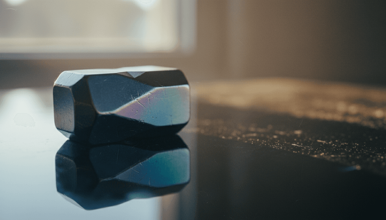 A close-up view of a rare earth magnet, showing its metallic sheen and intricate details, symbolizing the strategic importance of the USA Rare Earth makes $3 billion South American acquisition.