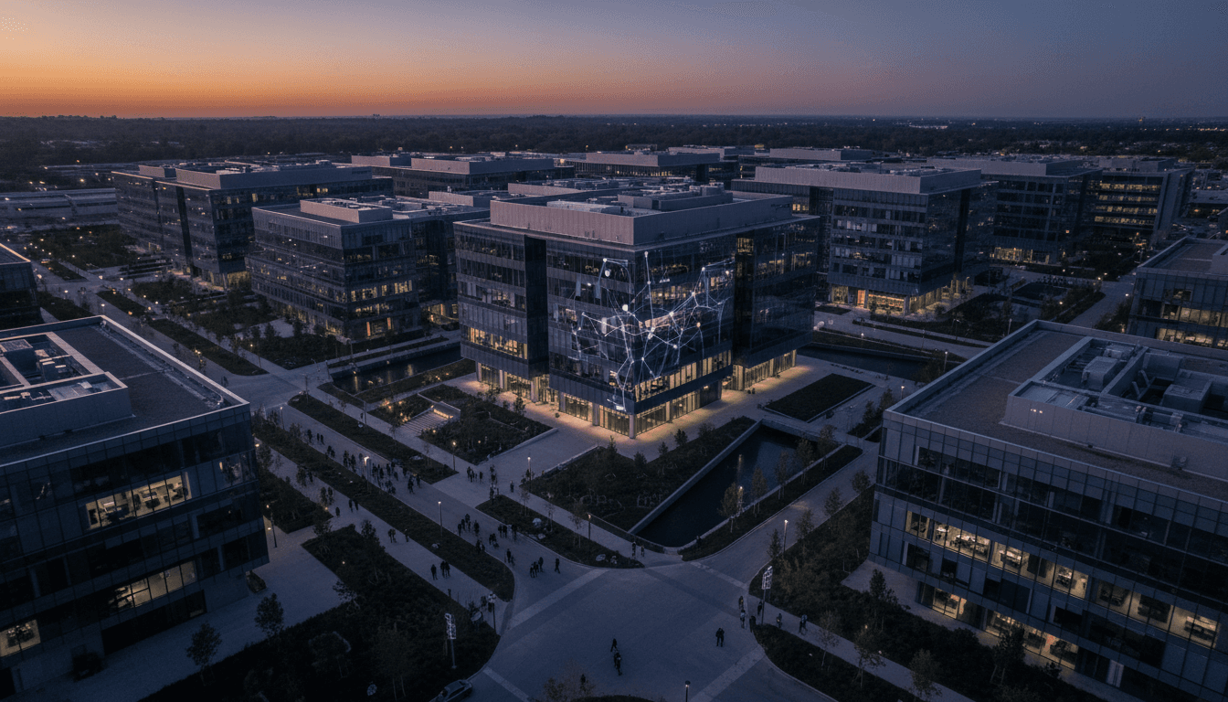 A futuristic data center with glowing blue server racks, symbolizing Diginex's strategic AI transformation following the Resulticks acquisition.
