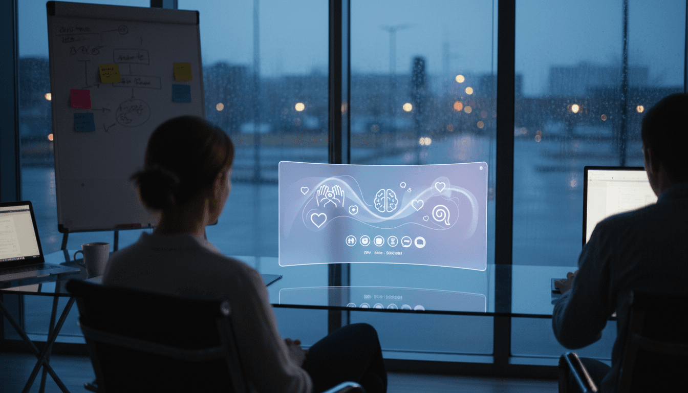 A futuristic digital interface displaying mental health resource icons, representing the Gemini mental health interface update.