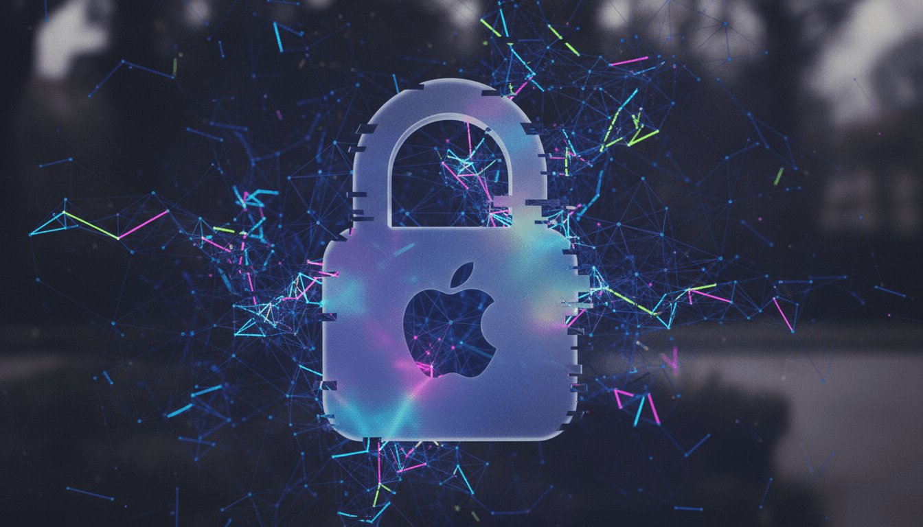 A stylized digital padlock icon subtly integrated into a neural network graphic, symbolizing Apple's control over app access in the context of critical Grok deepfakes.